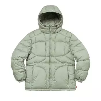 Куртка Supreme Warp Hooded Puffy Jacket 'Sage', зеленый