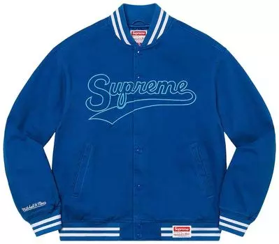 Куртка Supreme x Mitchell & Ness Doughboy Twill Varsity Jacket 'Blue', синий