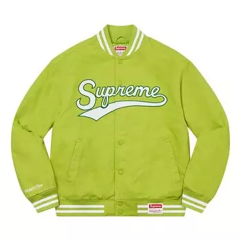 Куртка Supreme x Mitchell & Ness Doughboy Twill Varsity Jacket 'Green', зеленый