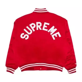 Куртка Supreme x Mitchell & Ness Satin Varsity Jacket Red, красный