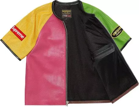 Куртка Supreme x Vanson Leathers Short-Sleeve Racing 'Multicolor', разноцветный