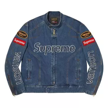 Куртка Supreme x Vanson Leathers x Cordura Denim Jacket Blue, синий