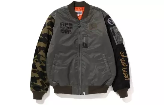 Куртка свободного кроя BAPE X OVO MA-1 A Bathing Ape, серый