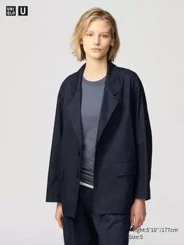 Куртка свободного кроя из хлопка и лиоцелла Uniqlo, серый