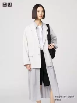 Куртка свободного кроя из хлопка и лиоцелла Uniqlo, серый