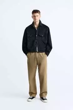 Куртка свободного кроя из искусственной замши ZARA, черный