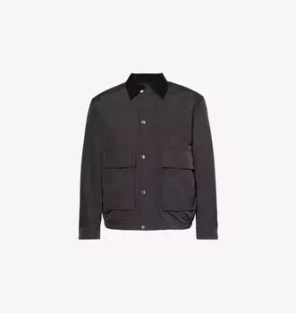 Куртка свободного кроя из ткани с воротником из твила Theory, черный