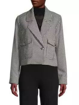 Куртка T Tahari в ломаную клетку, черный/белый