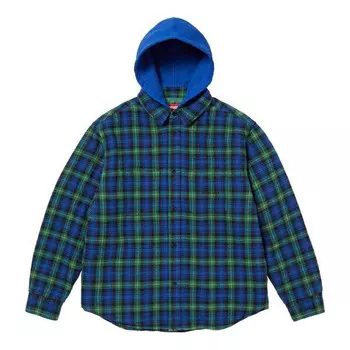 Куртка tartan flannel hooded shirt 'blue' Supreme, синий