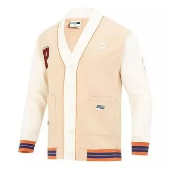 Куртка team badge v-neck jacket 'beige' Puma, бежевый