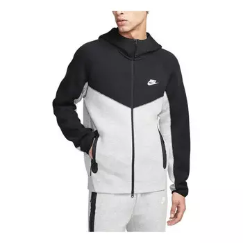 Куртка tech fleece windrunner hooded jacket 'grey black' Nike, серый