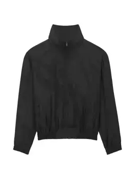 Куртка Teddy из объемного шелкового твила Cassandre Saint Laurent, черный