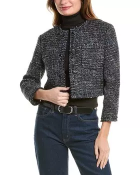 Куртка Theory Crop из смеси шерсти, синий