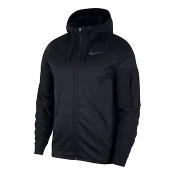Куртка therma training sports quick-dry brushed jacket coat male black Nike, черный