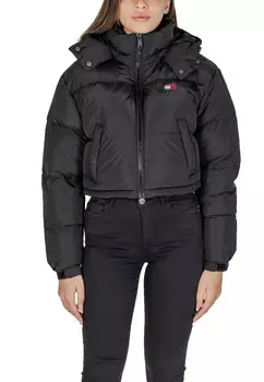 Куртка Tommy Jeans укороченная с капюшоном, черный