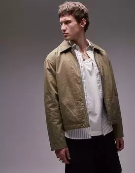 Куртка Topman Twill Harrington цвета хаки