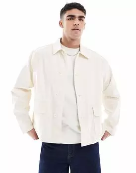 Куртка тренера Jack & Jones с карманами, кремового цвета