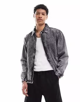 Куртка тренерского стиля Brave Soul Denim серого цвета