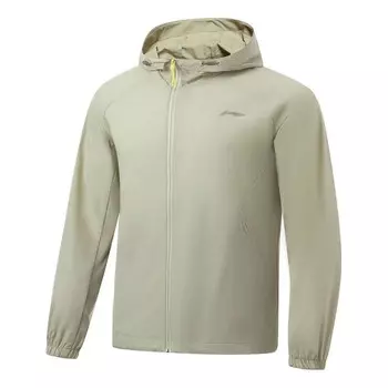 Куртка тренировочные с логотипом водонепроницаемая куртка с капюшоном Li-Ning, зеленый