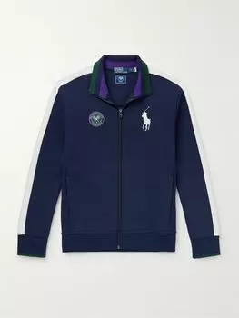Куртка-трикотаж Wimbledon из хлопчатобумажной смеси с сетчатой отделкой POLO RALPH LAUREN, темно-синий