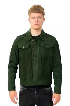 Куртка trucker из таразской козьей замши Infinity Leather, зеленый