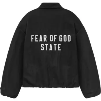 Куртка Trucker из текстурированного нейлона Fear Of God Essentials, цвет Obsidian Black/BLACK