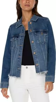 Куртка Trucker Jacket with Fray Hem Stretch Denim Liverpool Los Angeles, цвет Mclean