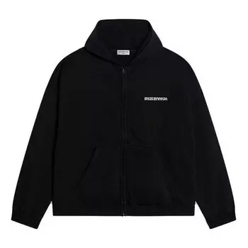 Куртка turn zip-up hoodie wide fit 'black' Balenciaga, черный