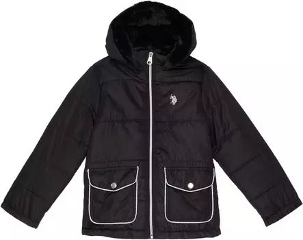 Куртка U.S. POLO ASSN. Metallic Trim Puffer Jacket, черный