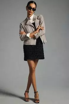 Куртка укороченная байкерская Bernardo из искусственной замши, светло-серый