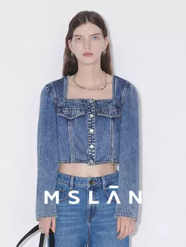 Куртка укороченная женская Mslan в стиле ретро, синий