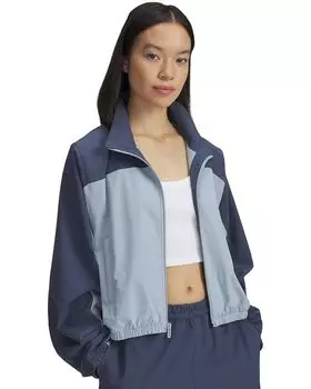 Куртка Under Armour Rival Woven Crop Jacket, цвет Downpour Gray/Harbor Blue/Black