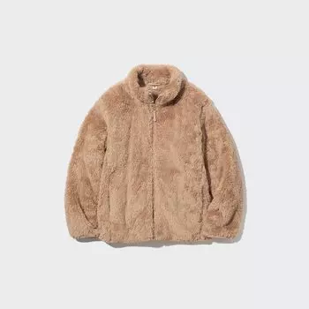 Куртка Uniqlo детская из пушистого флиса, бежевый