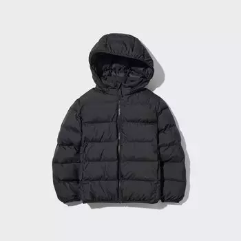 Куртка Uniqlo детская теплая стеганая с капюшоном, черный