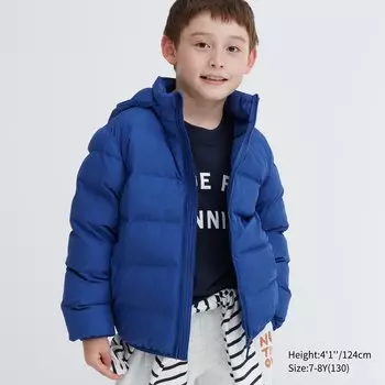 Куртка Uniqlo детская теплая стеганая с капюшоном, синий