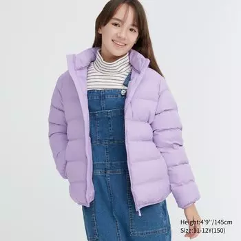 Куртка Uniqlo детская водоотталкивающая стеганая с капюшоном, фиолетовый