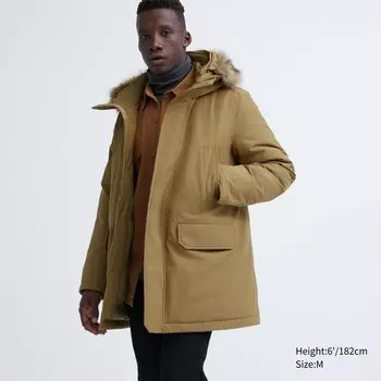 Куртка Uniqlo мужская ультратеплый с мехом, бежевый