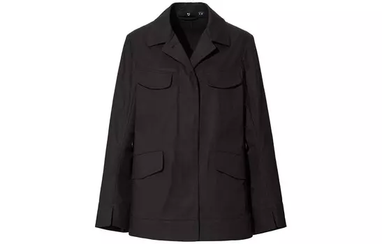 Хлопковая льняная куртка сафари Uniqlo Unisex, 09 черный