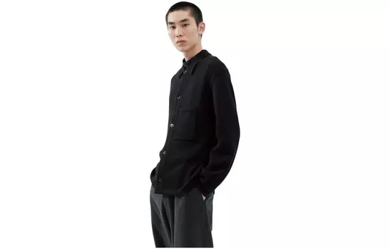 Мужская трикотажная рубашка Uniqlo U, 09 черный