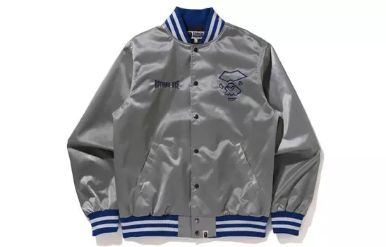 Куртка университетская из нейлона BAPE A Bathing Ape, цвет Silver