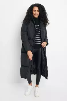 Куртка утепленная с капюшоном длинного покроя Threadbare, черный