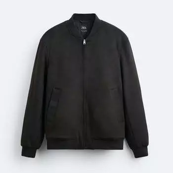 Куртка утепленная Zara Faux Suede, черный
