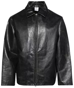 Куртка Vetements Distressed Leather Zip-Up Jacket 'Black', черный