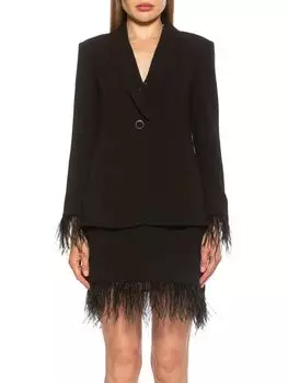 Куртка Vida с шалевым воротником и манжетами из перьев Alexia Admor, черный