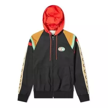 Куртка vintage side logo patchwork striped gg-buckle hooded jacket for men multi-color Gucci, мультиколор
