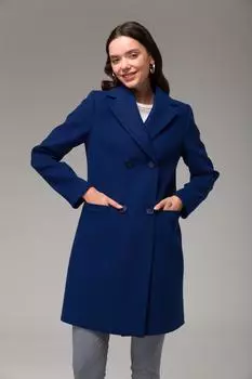 Куртка Воротник Филейный Карман Двубортное Пальто Saks 3769 Olcay, темно-синий