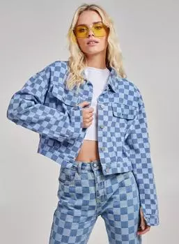 Куртка в клетку на пуговицах Pink Vanilla, синий