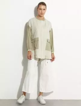 Куртка в клетку с двойным карманом, зелено-белая Kayra