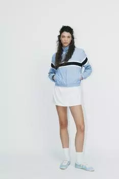 Куртка в контрастную полоску ZARA, цвет Blue/Grey