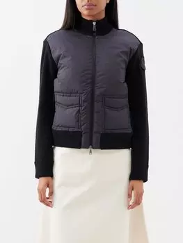 Куртка в рубчик с вставками из ракушек Moncler, черный